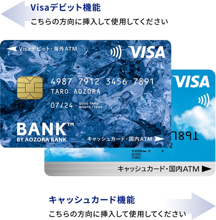 「キャッシュカード」と「Visaデビットカード」の「一体型カード」