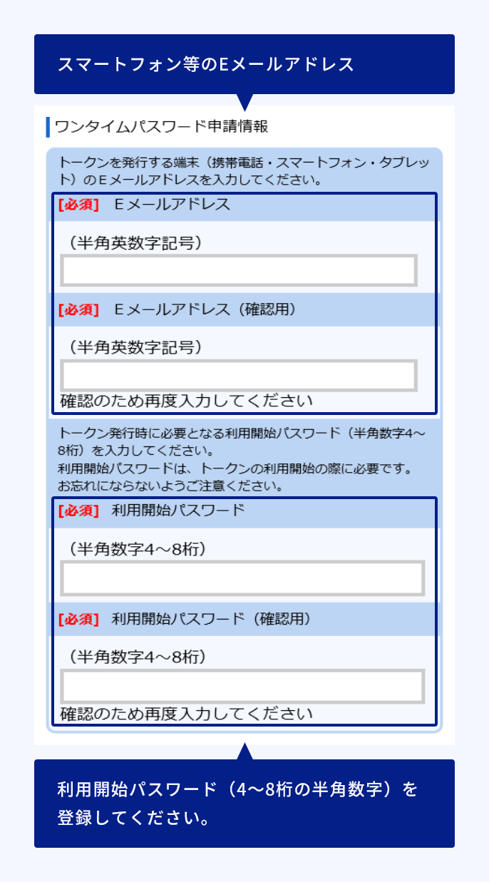 ワンタイムパスワードの申込をしたいときはどうすればよいですか  